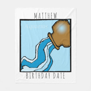 Zodiac Sign Aquarius Personalised Birthday Blanket