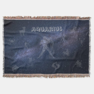 Zodiac sign Aquarius Throw Blanket