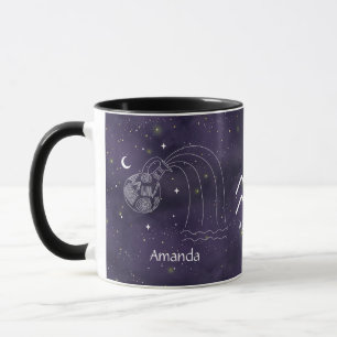 Zodiac Sign Aquarius Watercolor Customisable Mug
