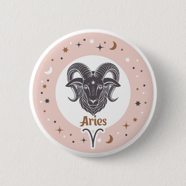 Zodiac Sign Aries 6 Cm Round Badge (Front)