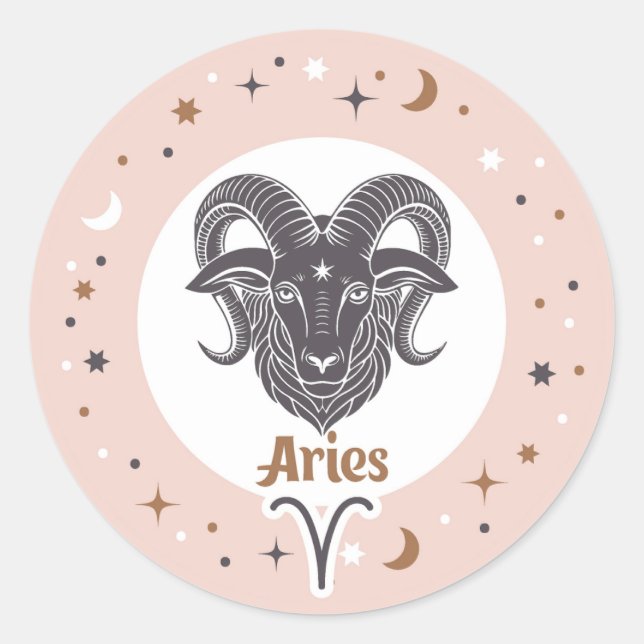 Zodiac Sign Aries Classic Round Sticker (Front)