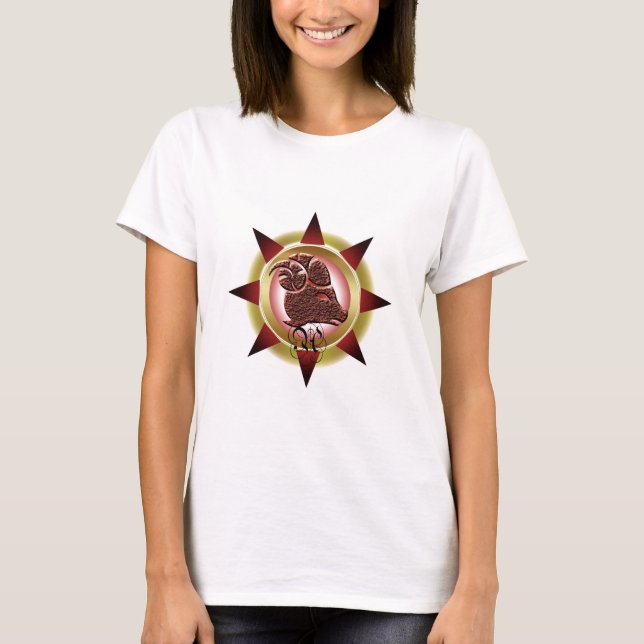 Zodiac Sign Aries Design T-Shirt (Front)