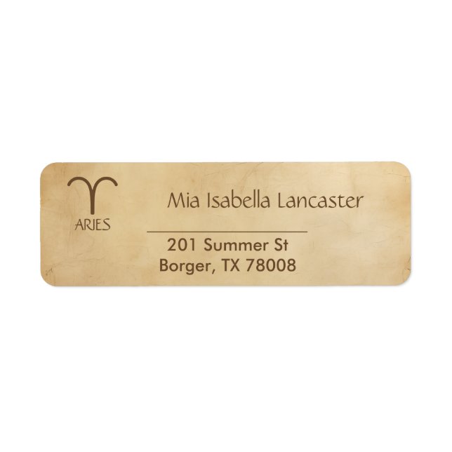 Zodiac Sign Aries Return Address Labels (Front)