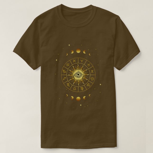 Zodiac Sign Astrology Cosmic Sacred Geometry T-Shirt (Design Front)