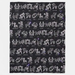 Zodiac Sign Blanket(Black) Fleece Blanket