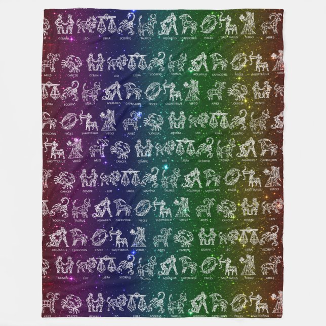 Zodiac Sign Blanket(Dark Rainbow) Fleece Blanket (Front)