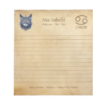 Zodiac Sign Cancer & Celestial Cat Notepad