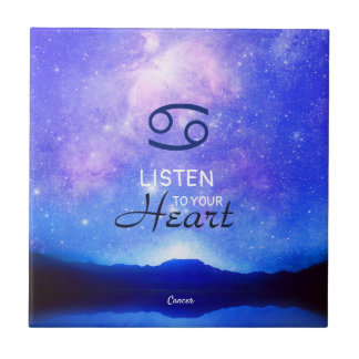Zodiac Sign Cancer Dreamy Star Sky Quote  Tile