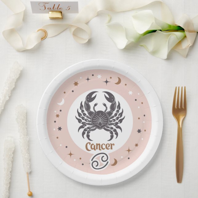 Zodiac Sign Cancer Paper Plate (Wedding)