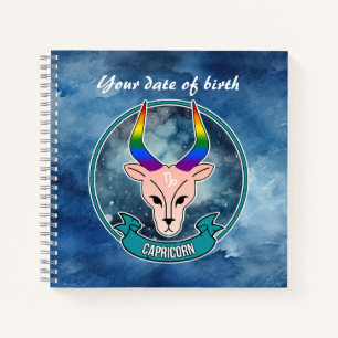 Zodiac Sign, Capricorn in Rainbow Flag Colors Notebook