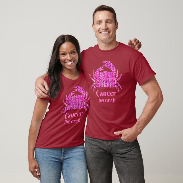 Zodiac Sign for Cancer in Maroon and Purple T-Shirt (Unisex)