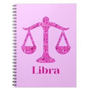 Zodiac Sign for Libra in Magenta and Pink Notebook