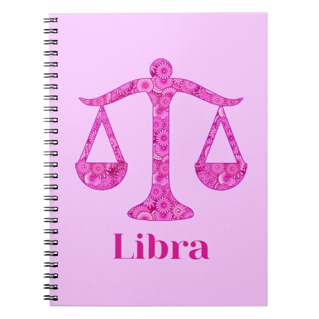 Zodiac Sign for Libra in Magenta and Pink Notebook (Front)