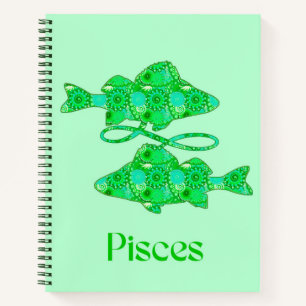 Zodiac Sign for Pisces in Seafoam Green Journal