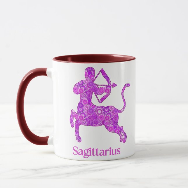 Zodiac Sign for Sagittarius in Amethyst Purple Mug (Left)