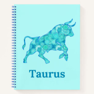 Zodiac Sign for Taurus in Shades of Blue Journal