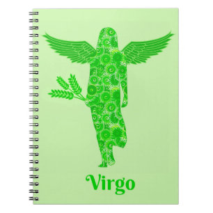 Zodiac Sign for Virgo in Shades of Green Notebook