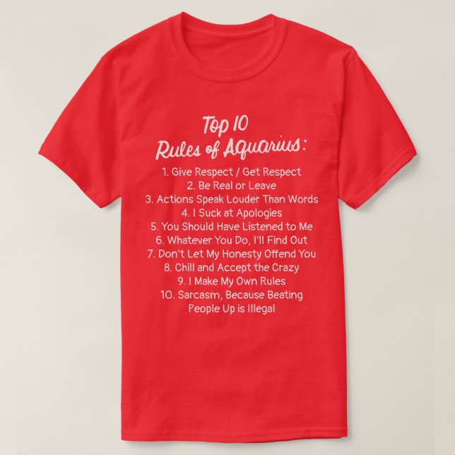 Zodiac Sign Funny Top 10 Rules Of Aquarius Premium (Design Front)