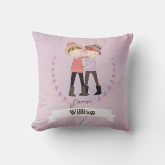 Zodiac Sign Gemini Boy Add A Name Throw Pillow