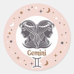 Zodiac Sign Gemini Classic Round Sticker