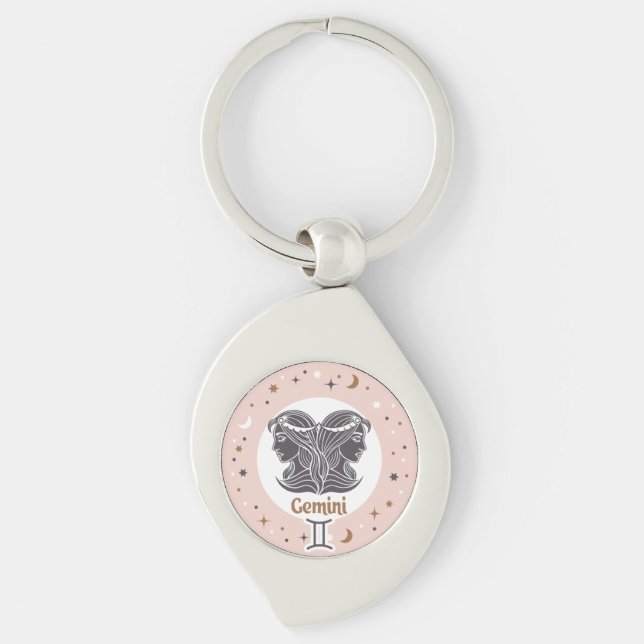 Zodiac Sign Gemini Key Ring (Front)
