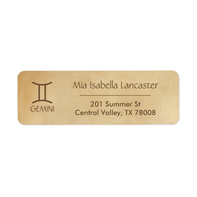 Zodiac Sign Gemini -  Return Address Labels (Front)