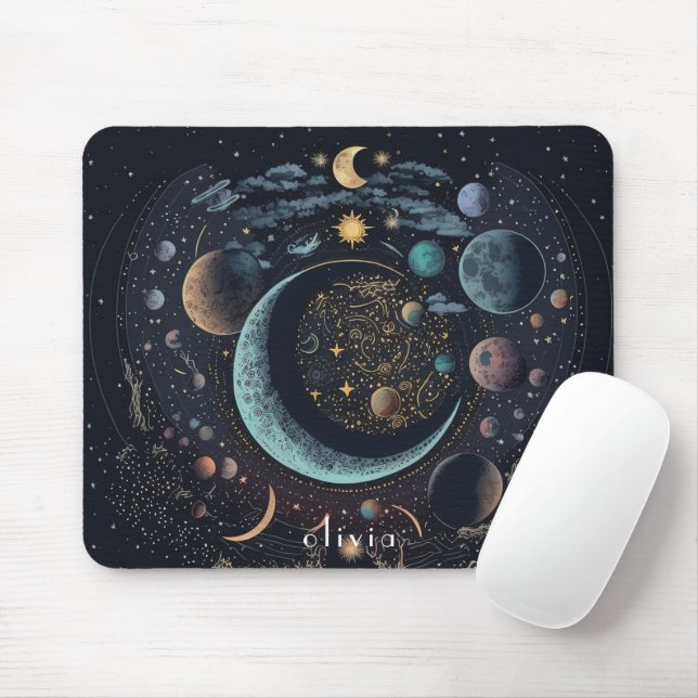 zodiac sign gold and black  mouse pad (With Mouse)