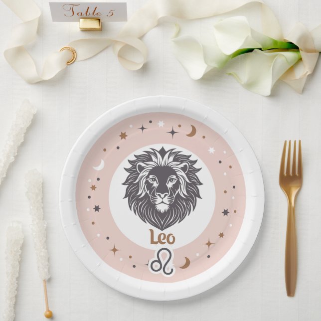 Zodiac Sign Leo Paper Plate (Wedding)