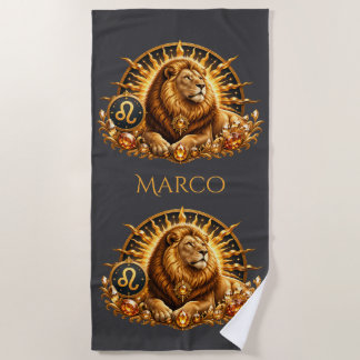Zodiac Sign Leo Personalised Beach Towel