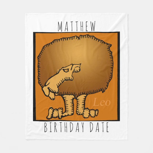 Zodiac Sign Leo Personalised Birthday Blanket (Front)
