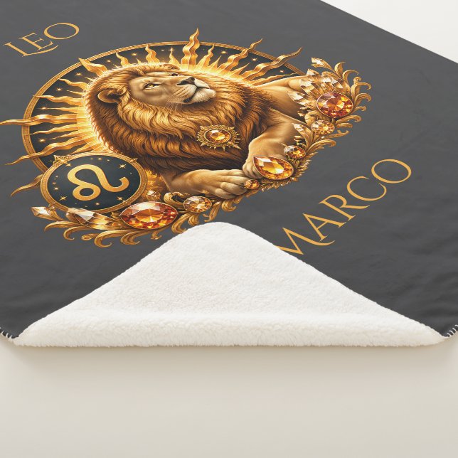 Zodiac Sign Leo Personalised Sherpa Blanket (3/4)