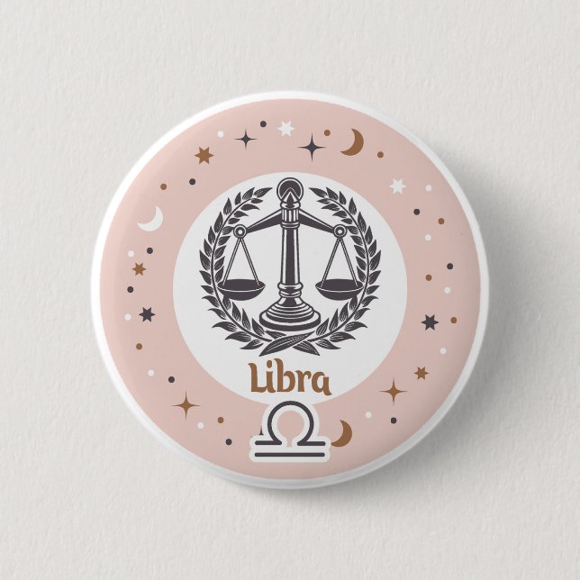 Zodiac Sign Libra 6 Cm Round Badge (Front)