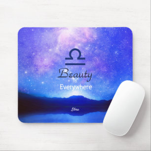 Zodiac Sign Libra Dreamy Star Sky Quote Mouse Pad