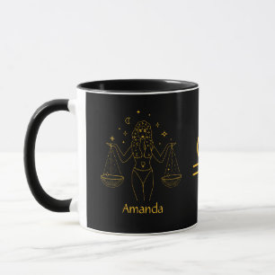 Zodiac Sign Libra Golden Yellow Customisable Mug
