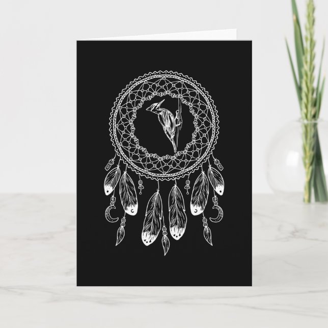 Zodiac Sign Native American Woodpecker Card (Front)