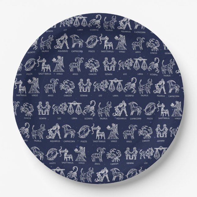 Zodiac Sign Paper Plate(Blue) Plate (Front)