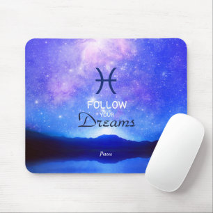 Zodiac Sign Pisces Dreamy Star Sky Quote Mouse Pad