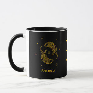 Zodiac Sign Pisces Golden Yellow Customisable Mug