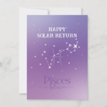 Zodiac Sign Pisces Lavender Flat Card