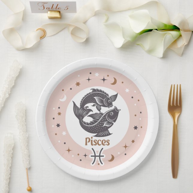 Zodiac Sign Pisces Paper Plate (Wedding)