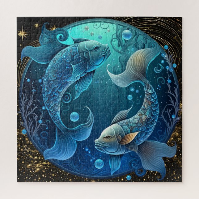 Zodiac Sign Pisces Puzzle, 20"x20" 676 pcs. Jigsaw Puzzle (Vertical)