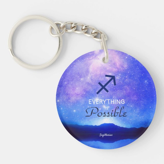Zodiac Sign Sagittarius Dreamy Sky Quote  Key Ring (Front)