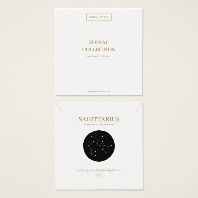 Zodiac Sign Sagittarius Jewellery Display Card (Front & Back)