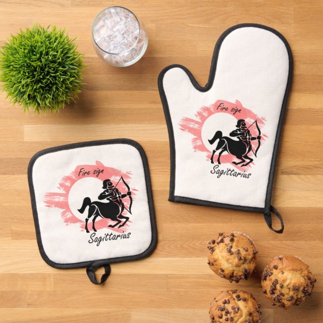 Zodiac sign - Sagittarius Oven Mitt & Pot Holder Set (Top Down)