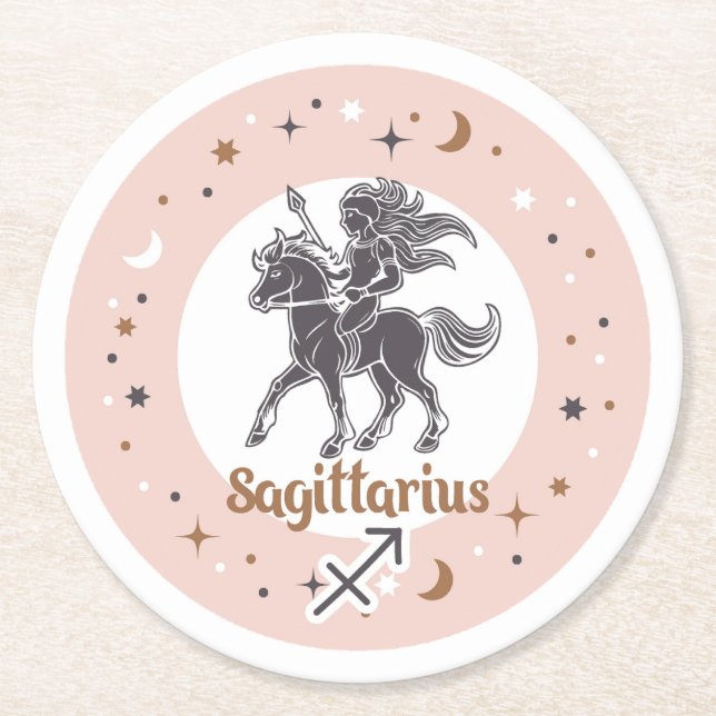 Zodiac Sign Sagittarius Round Paper Coaster (Front)