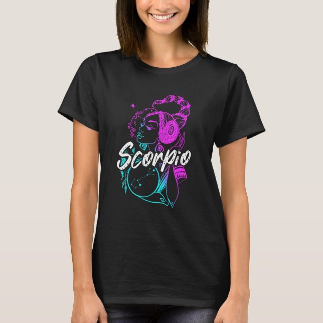 Zodiac Sign Scorpio Beautiful Girl Born In October T-Shirt (Front)