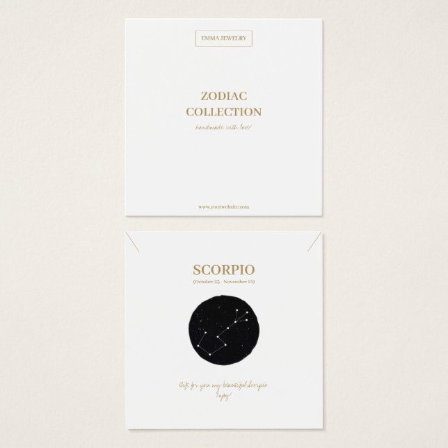 Zodiac Sign Scorpio Jewellery Display Card (Front & Back)