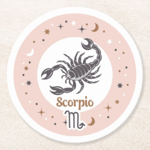 Zodiac Sign Scorpio Round Paper Coaster