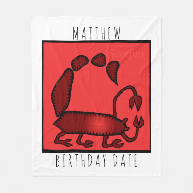 Zodiac Sign Scorpion personalised Birthday Blanket (Front)