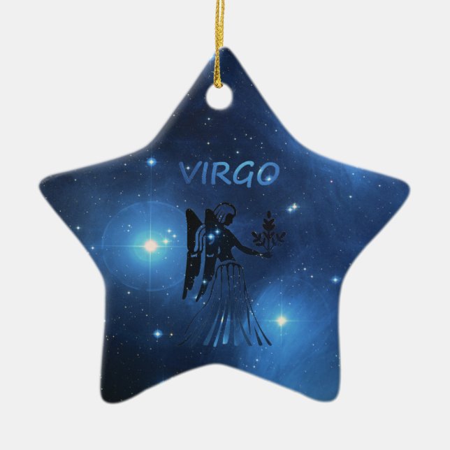 Zodiac sign Virgo Ceramic Tree Decoration (Front)